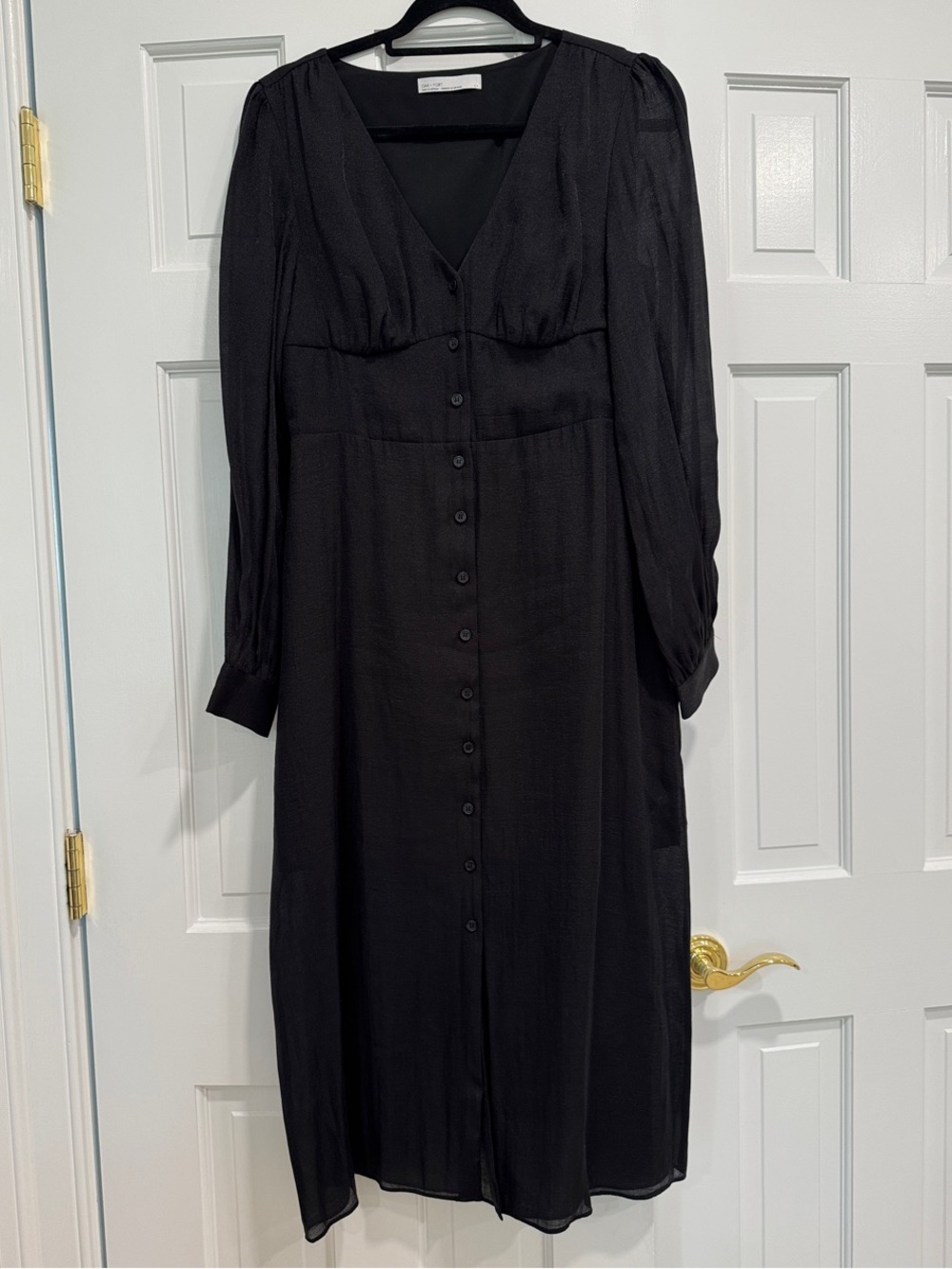 Oak + Fort Black Long Sleeve Midi Dress